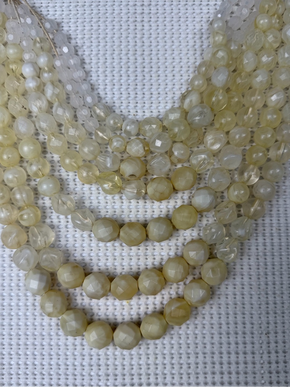 Chico's Pale Yellow Multi-Strand Beaded Necklace - bold and classic